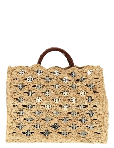 Sac Cabas Rabanne en Raphia Beige