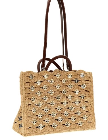 Sac Cabas Rabanne en Raphia Beige