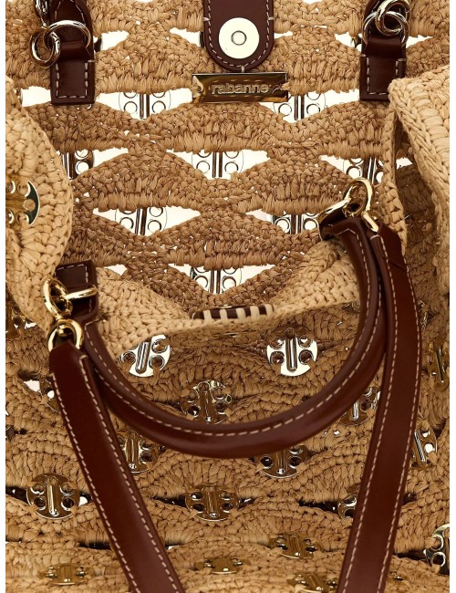 Sac Cabas Rabanne en Raphia Beige