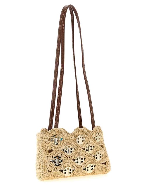 Sac porté épaule Rabanne 1969 en raphia beige matelassé