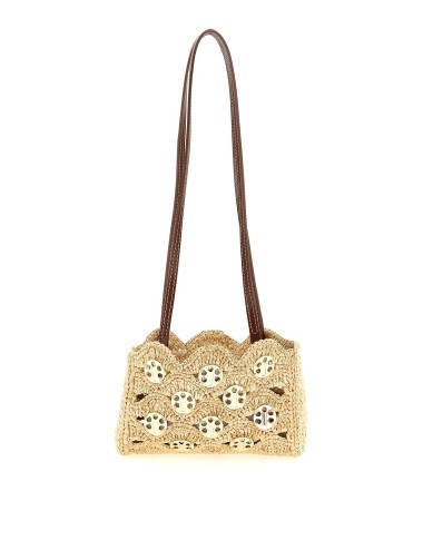 Sac porté épaule Rabanne 1969 en raphia beige matelassé