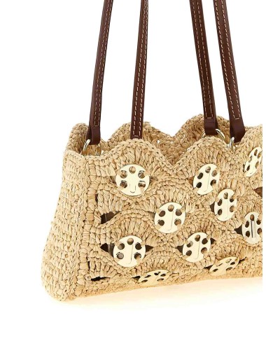 Sac porté épaule Rabanne 1969 en raphia beige matelassé