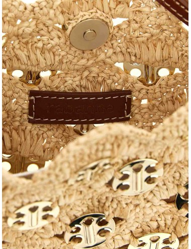 Sac porté épaule Rabanne 1969 en raphia beige matelassé
