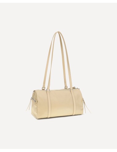 Sac à épaule Prada en tissu et cuir beige camel – Élégance intemporelle