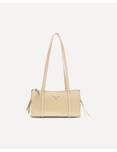 Sac à épaule Prada en tissu et cuir beige camel – Élégance intemporelle
