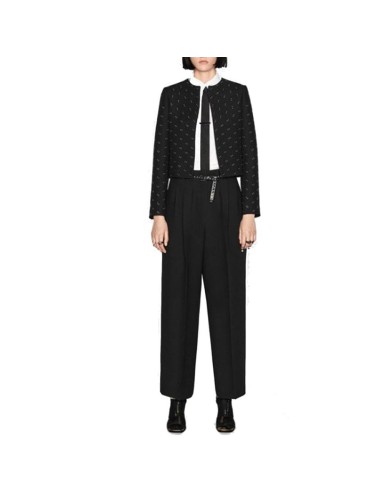 Pantalon DIOR femme noir en laine, élégance luxe parisienne