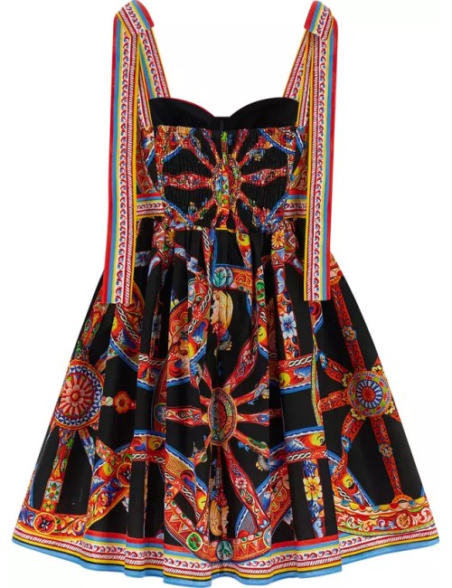 Dolce & Gabbana – Robe en popeline à imprimé Carretto multicolore