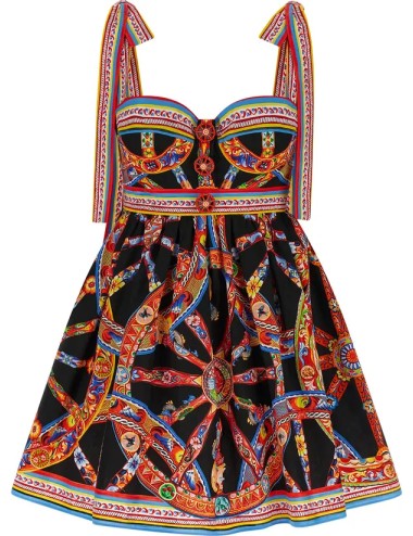 Dolce & Gabbana – Robe en popeline à imprimé Carretto multicolore
