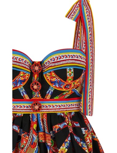 Dolce & Gabbana - Robe en popeline à imprimé Carretto multicolore