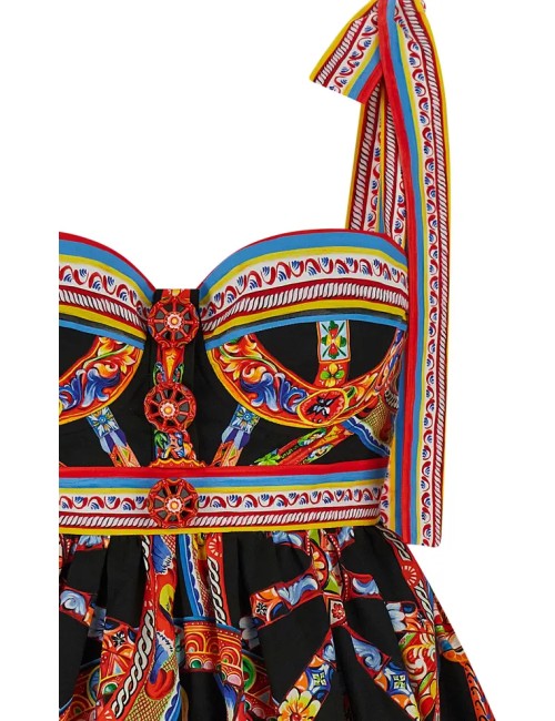 Dolce & Gabbana – Robe en popeline à imprimé Carretto multicolore