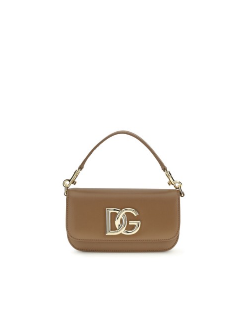 DOLCE & GABBANA 3.5 – SAC À BANDOULIÈRE EN CUIR MARRON