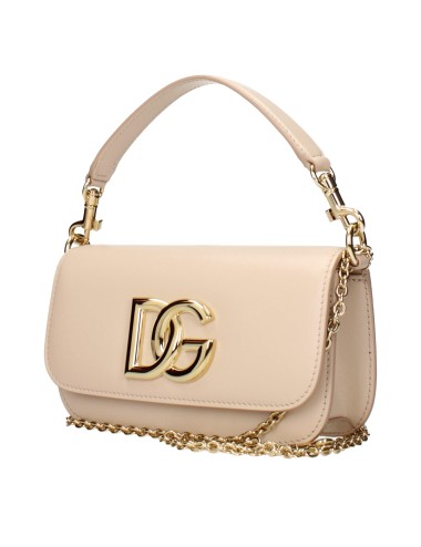 DOLCE & GABBANA 3.5 – SAC À BANDOULIÈRE EN CUIR Rose Poudré