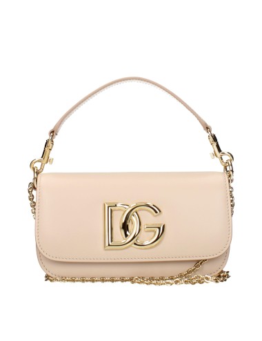DOLCE & GABBANA 3.5 – SAC À BANDOULIÈRE EN CUIR Rose Poudré