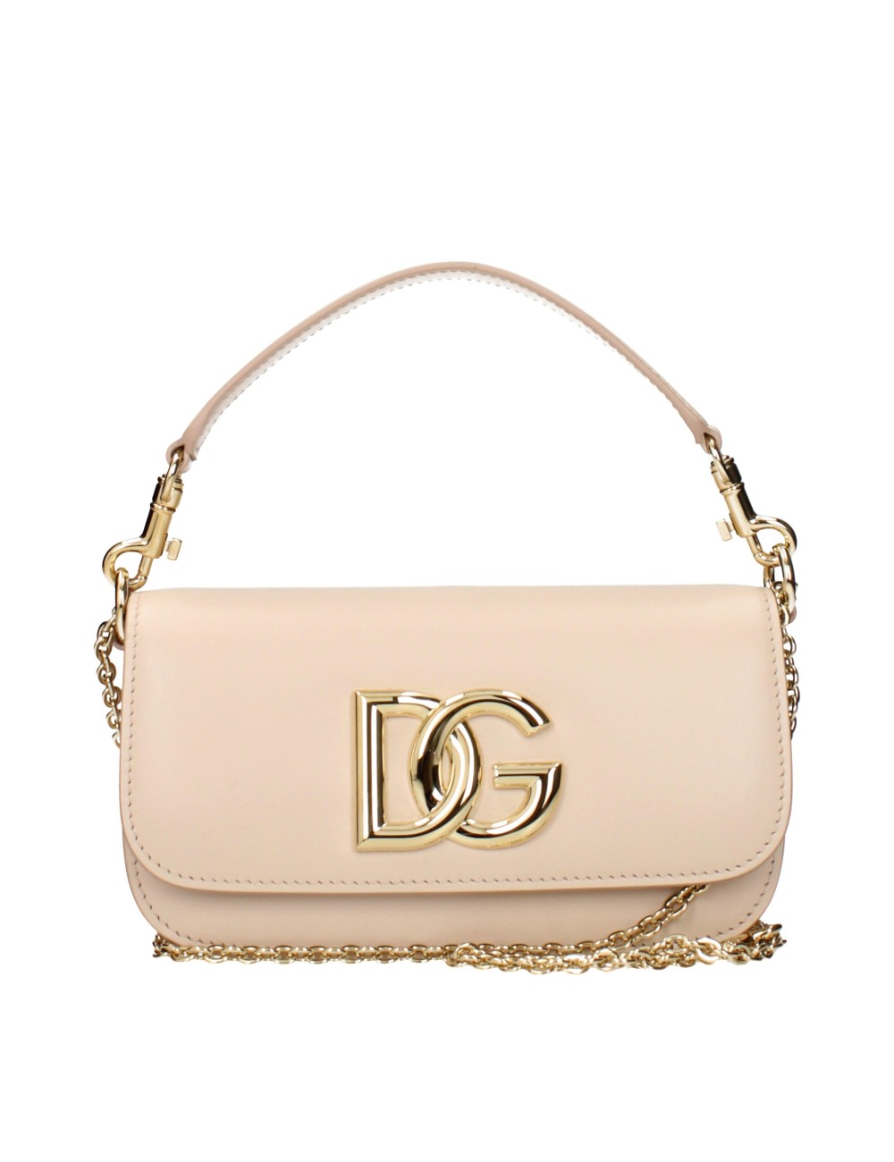 DOLCE & GABBANA 3.5 – SAC À BANDOULIÈRE EN CUIR Rose Poudré