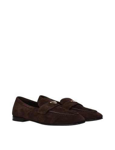 Prada Mocassins Femme en Daim Marron et Noir