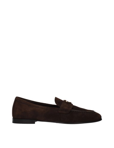 Prada Mocassins Femme en Daim Marron et Noir