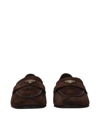 Prada Mocassins Femme en Daim Marron et Noir
