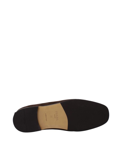Prada Mocassins Femme en Daim Marron et Noir