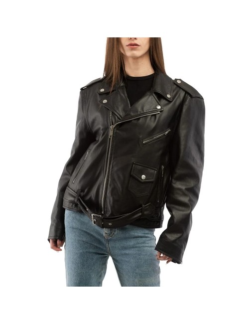 Veste Moto Moschino Femme Noire