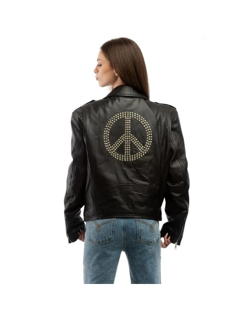 Veste Moto Moschino Femme Noire