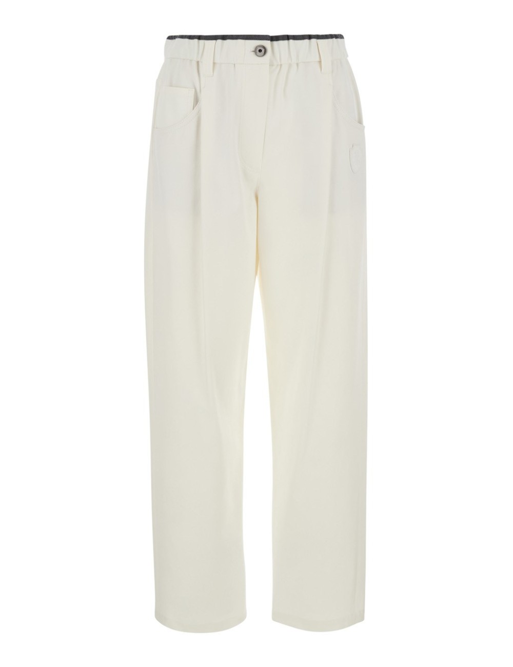 Pantalon Brunello Cucinelli Femme Blanc en Coton à Plis