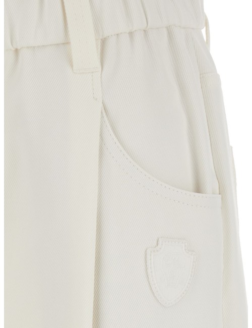 Pantalon Brunello Cucinelli Femme Blanc en Coton à Plis