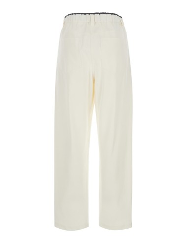 Pantalon Brunello Cucinelli Femme Blanc en Coton à Plis
