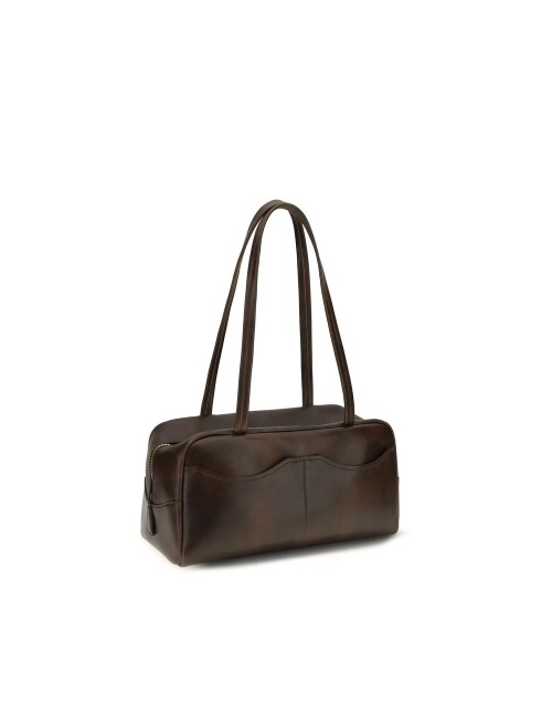 PRADA SAC D'ÉPAULE FEMME EN CUIR MARRON CACAO