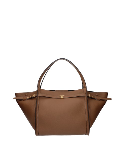 TOD'S PETIT CABAS FEMME T SIGNATURE EN CUIR MARRON