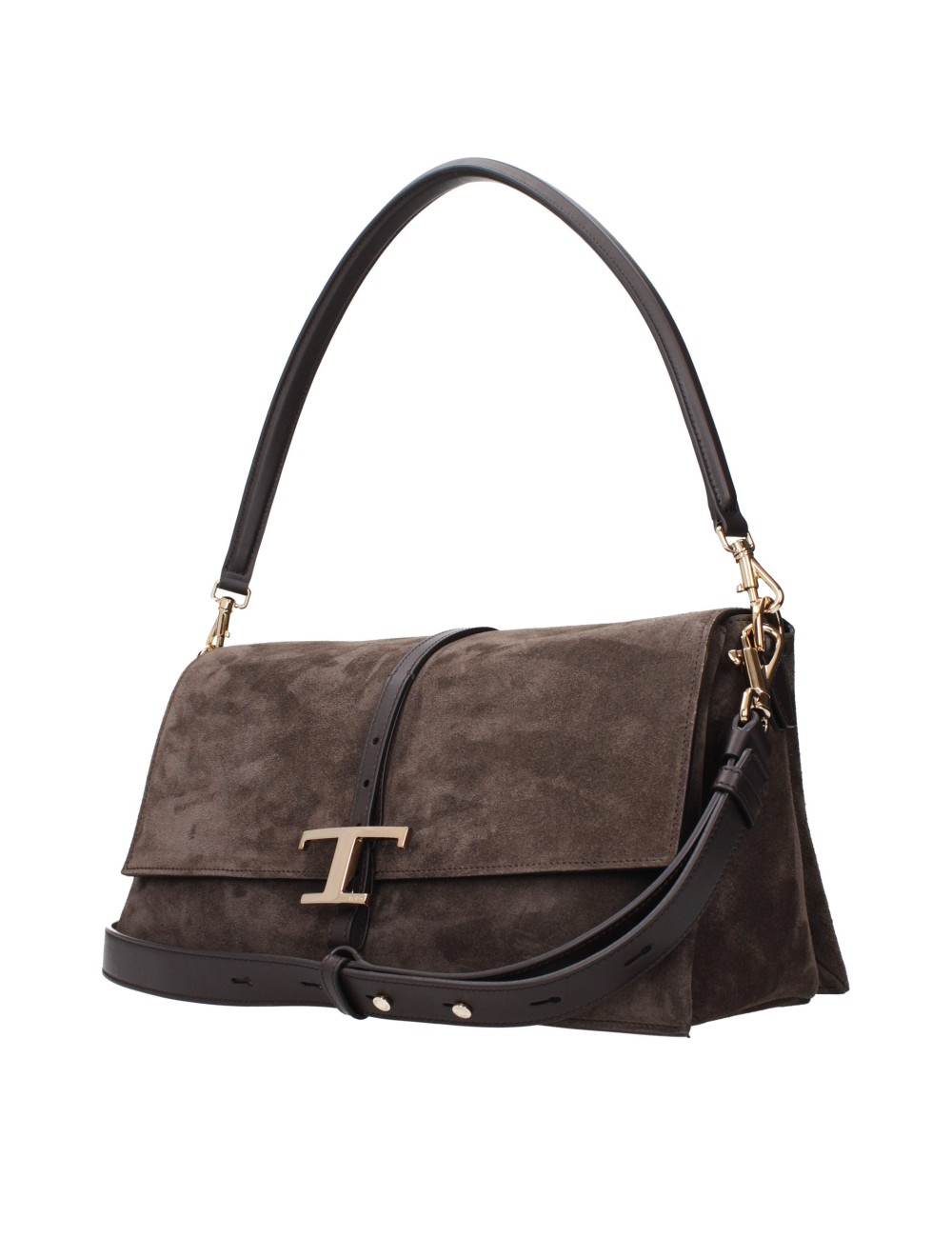 TOD'S MINI SAC PORTÉ ÉPAULE FEMME T TIMELESS EN DAIM ET CUIR MARRON