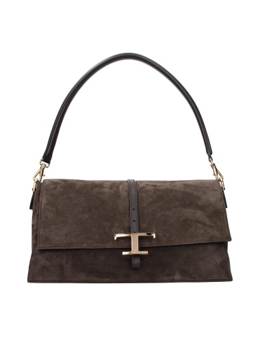 TOD'S MINI SAC PORTÉ ÉPAULE FEMME T TIMELESS EN DAIM ET CUIR MARRON