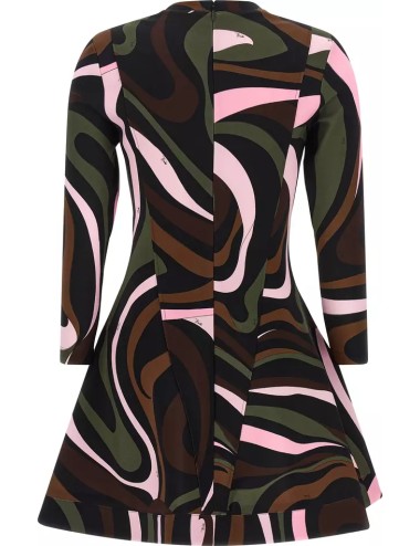 Pucci Robe Courte Imprimée à Manches Longues Femme
