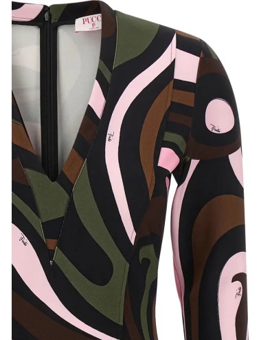 Pucci Robe Courte Imprimée à Manches Longues Femme