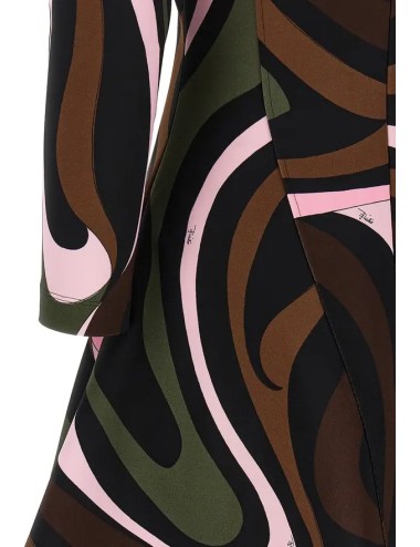Pucci Robe Courte Imprimée à Manches Longues Femme