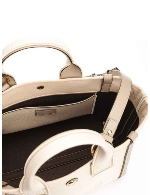 CHLOÉ PETIT SAC CABAS CARRY À LOGO EMBOSSÉ BEIGE