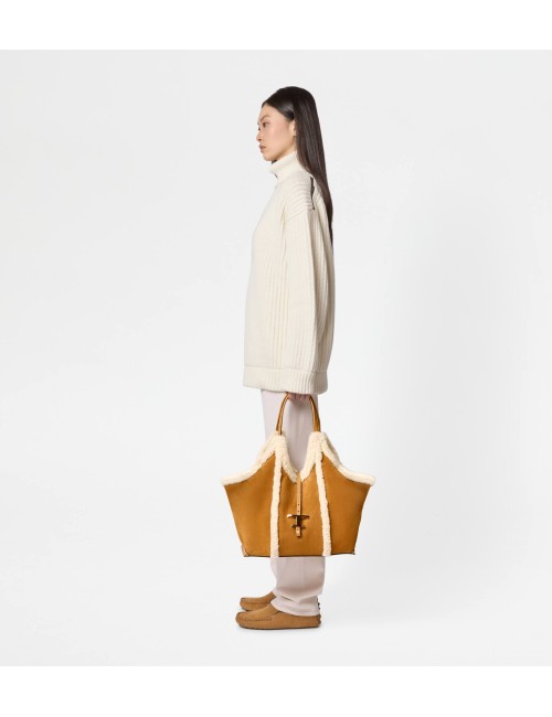 TOD'S SAC À PROVISIONS FEMME MOYEN EN DAIM MARRON