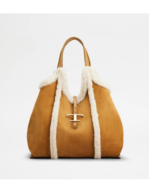 TOD'S SAC À PROVISIONS FEMME MOYEN EN DAIM MARRON