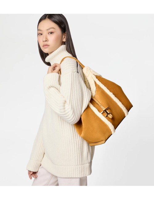 TOD'S SAC À PROVISIONS FEMME MOYEN EN DAIM MARRON