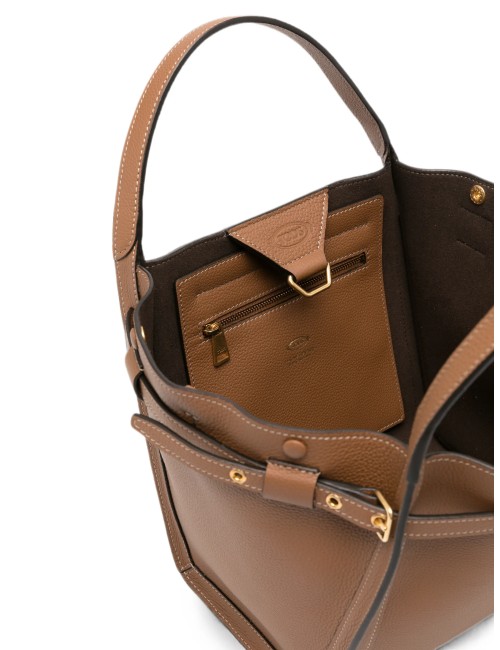 TOD'S PETIT CABAS FEMME T SIGNATURE EN CUIR MARRON