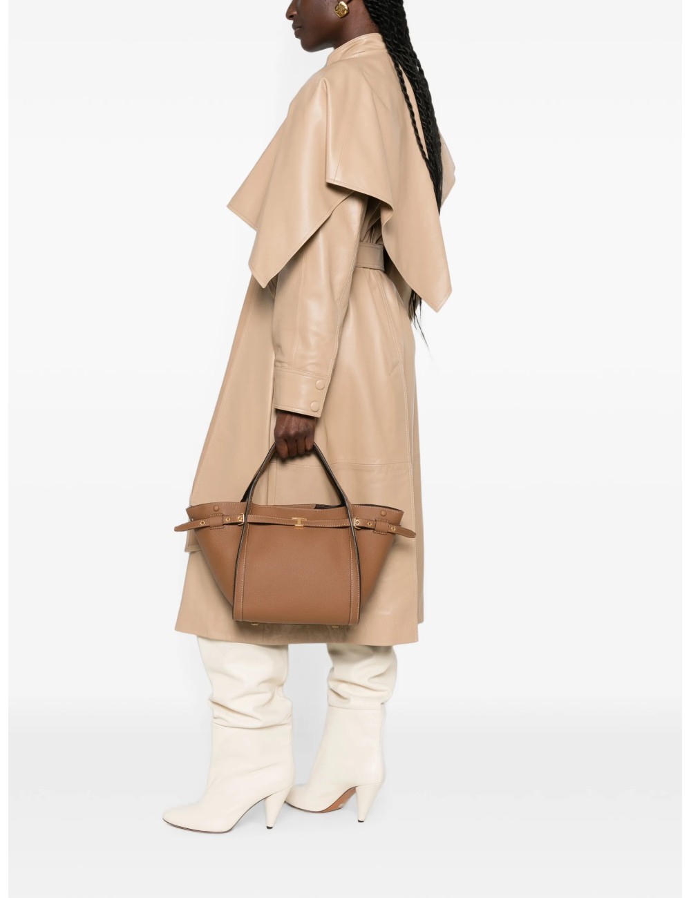 TOD'S PETIT CABAS FEMME T SIGNATURE EN CUIR MARRON