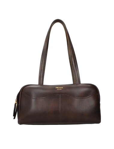 PRADA SAC D'ÉPAULE FEMME EN CUIR MARRON CACAO