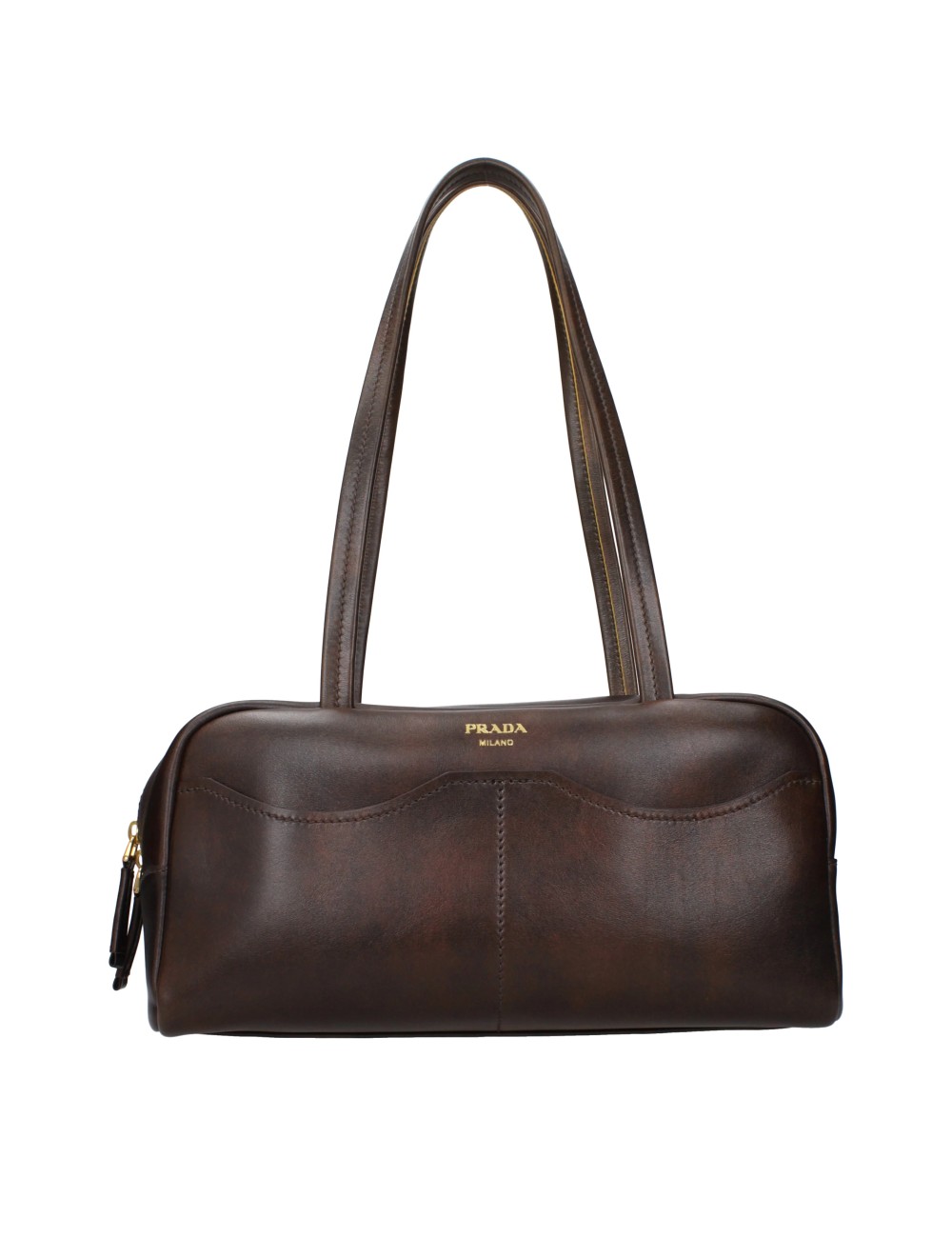 PRADA SAC D'ÉPAULE FEMME EN CUIR MARRON CACAO