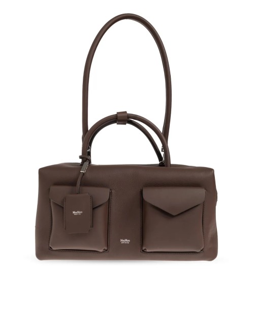 MAX MARA SAC PORTÉ ÉPAULE FEMME EN CUIR À RABAT ET CADENAS MARRON