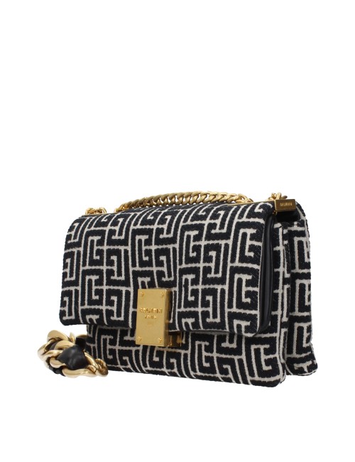Balmain Sacs Bandoulière Femme Tissu Noir/Gris Clair