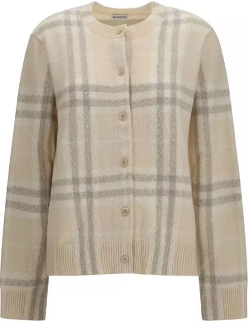 Cardigan en cachemire à carreaux Check beige écru - BURBERRY