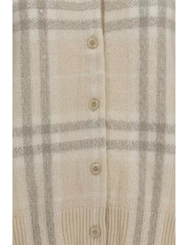 Cardigan en cachemire à carreaux Check beige écru - BURBERRY