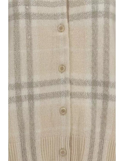 Cardigan en cachemire à carreaux Check beige écru - BURBERRY