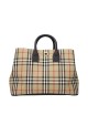Burberry Sac à Main Beige en Tissu et Cuir Femme