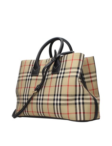Burberry Sac à Main Beige en Tissu et Cuir Femme