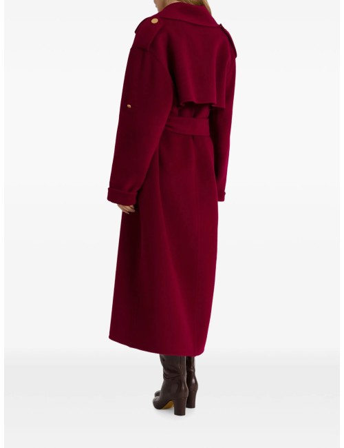 Alberta Ferretti – Manteau Femme Rouge à Double Boutonnage et Ceinture